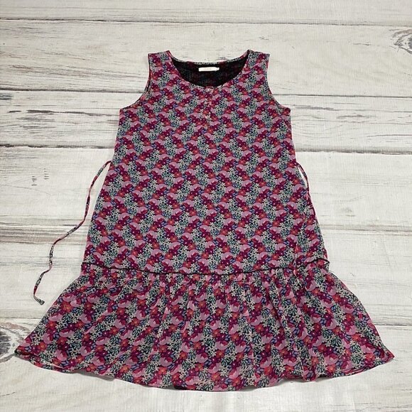 Tulle Panel Dress Sleeveless Floral Pink Red Size X Small XS - Picture 11 of 16